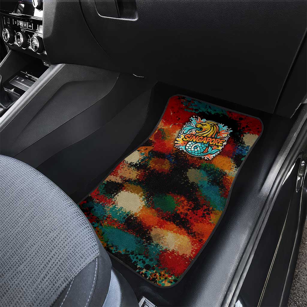 Singapore Merlion Car Mats with Graffiti Art Style and National Flag