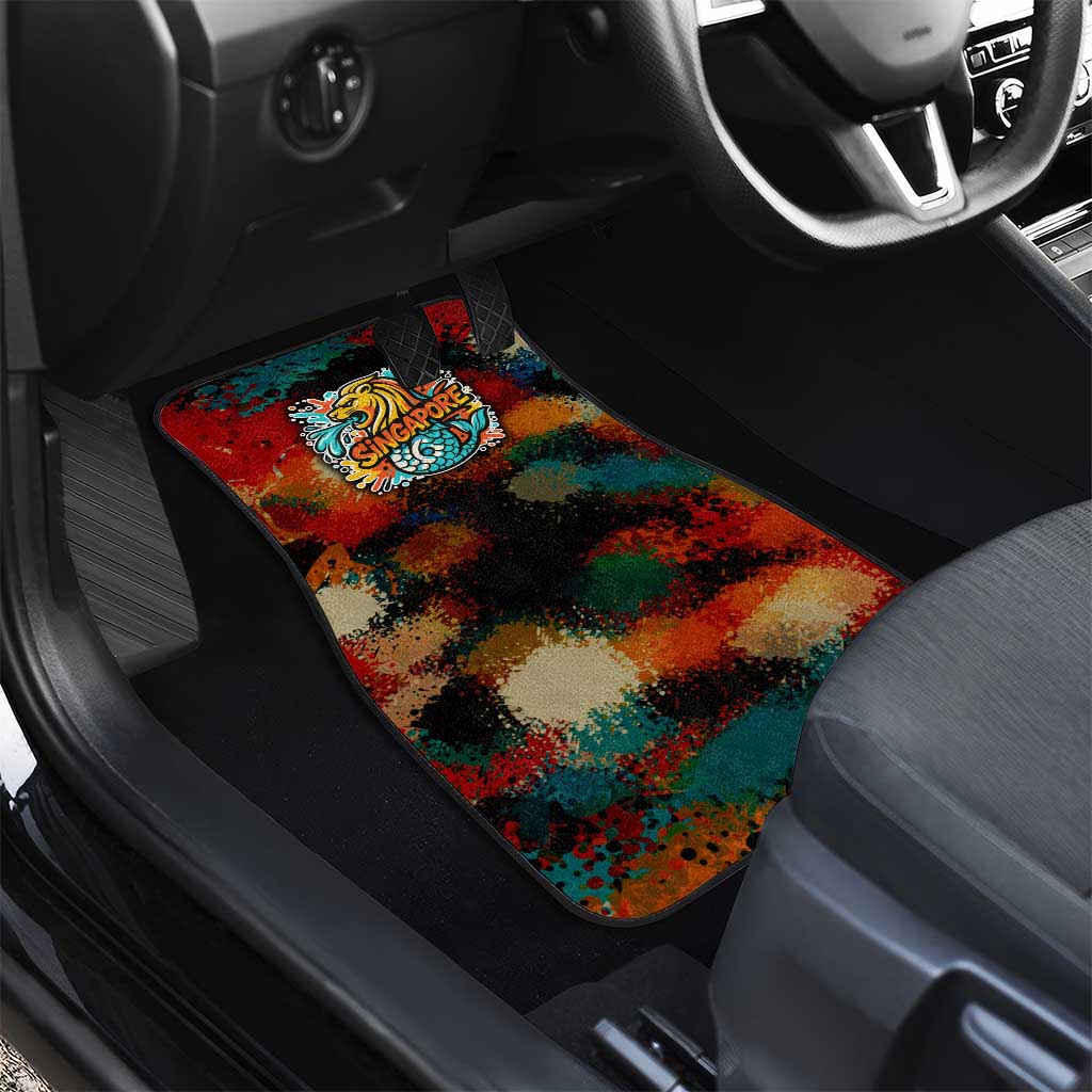 Singapore Merlion Car Mats with Graffiti Art Style and National Flag