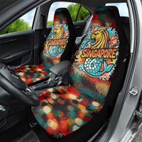 Singapore Merlion Car Seat Cover with Graffiti Art Style and National Flag