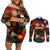 Singapore Merlion Couples Matching Off Shoulder Short Dress and Long Sleeve Button Shirt with Graffiti Art Style and National Flag