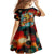 Singapore Merlion Family Matching Long Sleeve Bodycon Dress and Hawaiian Shirt with Graffiti Art Style and National Flag