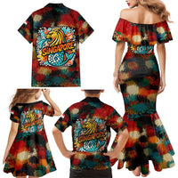 Singapore Merlion Family Matching Mermaid Dress and Hawaiian Shirt with Graffiti Art Style and National Flag