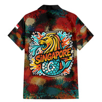 Singapore Merlion Family Matching Mermaid Dress and Hawaiian Shirt with Graffiti Art Style and National Flag