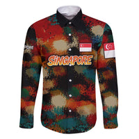 Singapore Merlion Family Matching Mermaid Dress and Hawaiian Shirt with Graffiti Art Style and National Flag