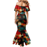 Singapore Merlion Family Matching Mermaid Dress and Hawaiian Shirt with Graffiti Art Style and National Flag