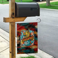 Singapore Merlion Garden Flag with Graffiti Art Style and National Flag