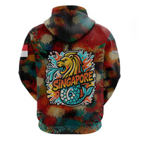 Singapore Merlion Hoodie with Graffiti Art Style and National Flag