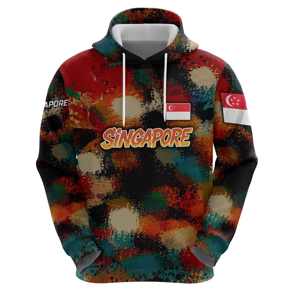 Singapore Merlion Hoodie with Graffiti Art Style and National Flag