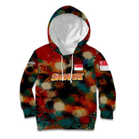 Singapore Merlion Kid Hoodie with Graffiti Art Style and National Flag