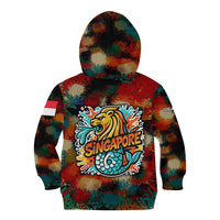 Singapore Merlion Kid Hoodie with Graffiti Art Style and National Flag