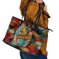 Singapore Merlion Leather Tote Bag with Graffiti Art Style and National Flag