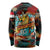 Singapore Merlion Long Sleeve Shirt with Graffiti Art Style and National Flag