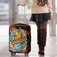 Singapore Merlion Luggage Cover with Graffiti Art Style and National Flag
