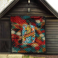 Singapore Merlion Quilt with Graffiti Art Style and National Flag