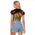 Singapore Merlion Raglan Cropped T Shirt with Graffiti Art Style and National Flag