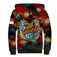 Singapore Merlion Sherpa Hoodie with Graffiti Art Style and National Flag