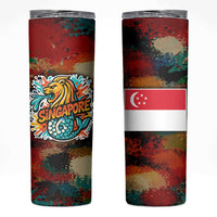 Singapore Merlion Skinny Tumbler with Graffiti Art Style and National Flag