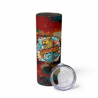 Singapore Merlion Skinny Tumbler with Graffiti Art Style and National Flag