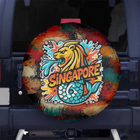 Singapore Merlion Spare Tire Cover with Graffiti Art Style and National Flag