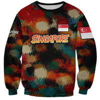 Singapore Merlion Sweatshirt with Graffiti Art Style and National Flag