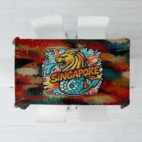 Singapore Merlion Tablecloth with Graffiti Art Style and National Flag