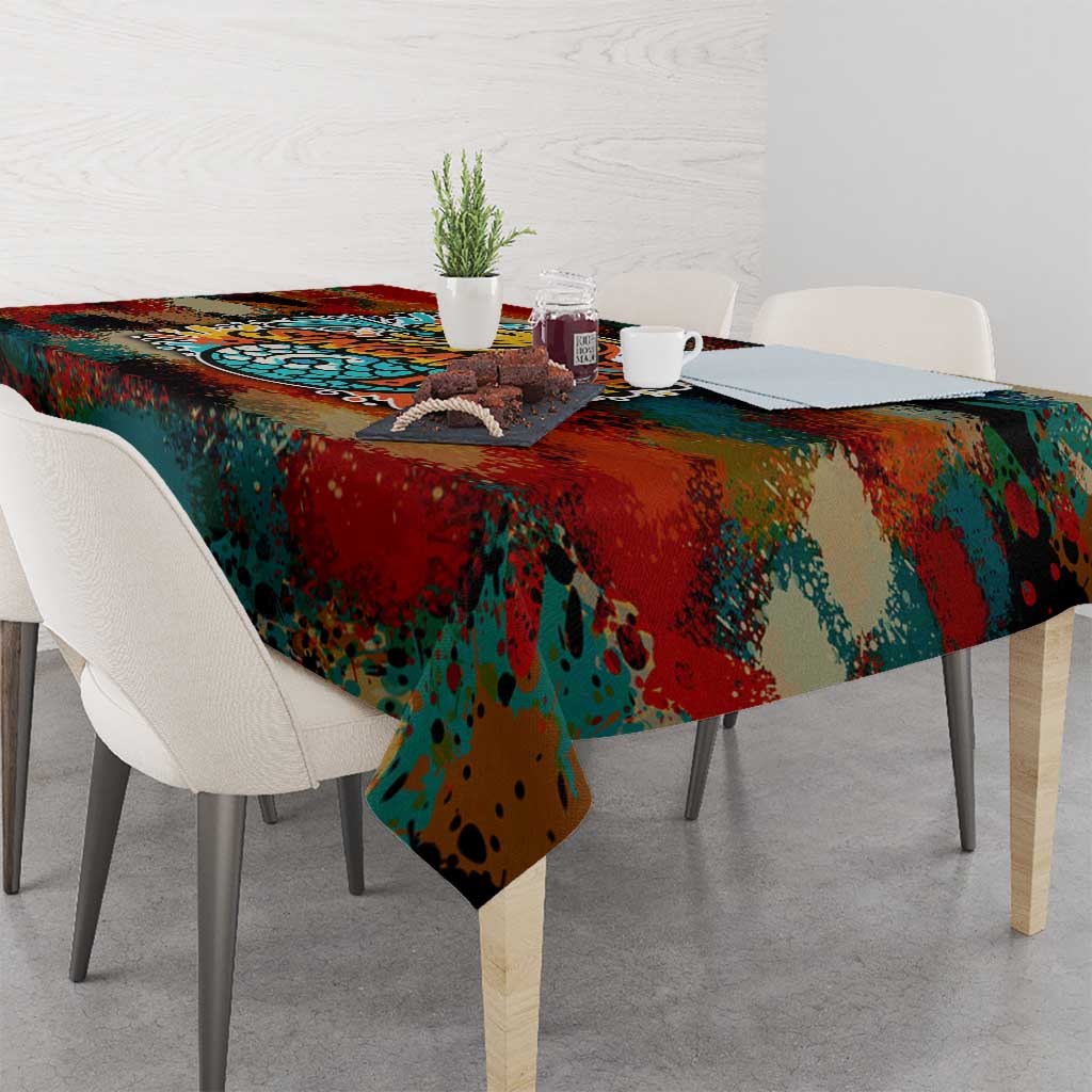 Singapore Merlion Tablecloth with Graffiti Art Style and National Flag