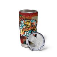 Singapore Merlion Tumbler Cup with Graffiti Art Style and National Flag