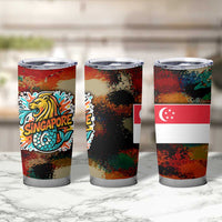 Singapore Merlion Tumbler Cup with Graffiti Art Style and National Flag