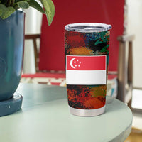Singapore Merlion Tumbler Cup with Graffiti Art Style and National Flag