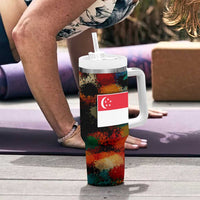 Singapore Merlion Tumbler With Handle with Graffiti Art Style and National Flag