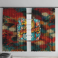 Singapore Merlion Window Curtain with Graffiti Art Style and National Flag