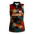 Singapore Merlion Women Sleeveless Polo Shirt with Graffiti Art Style and National Flag