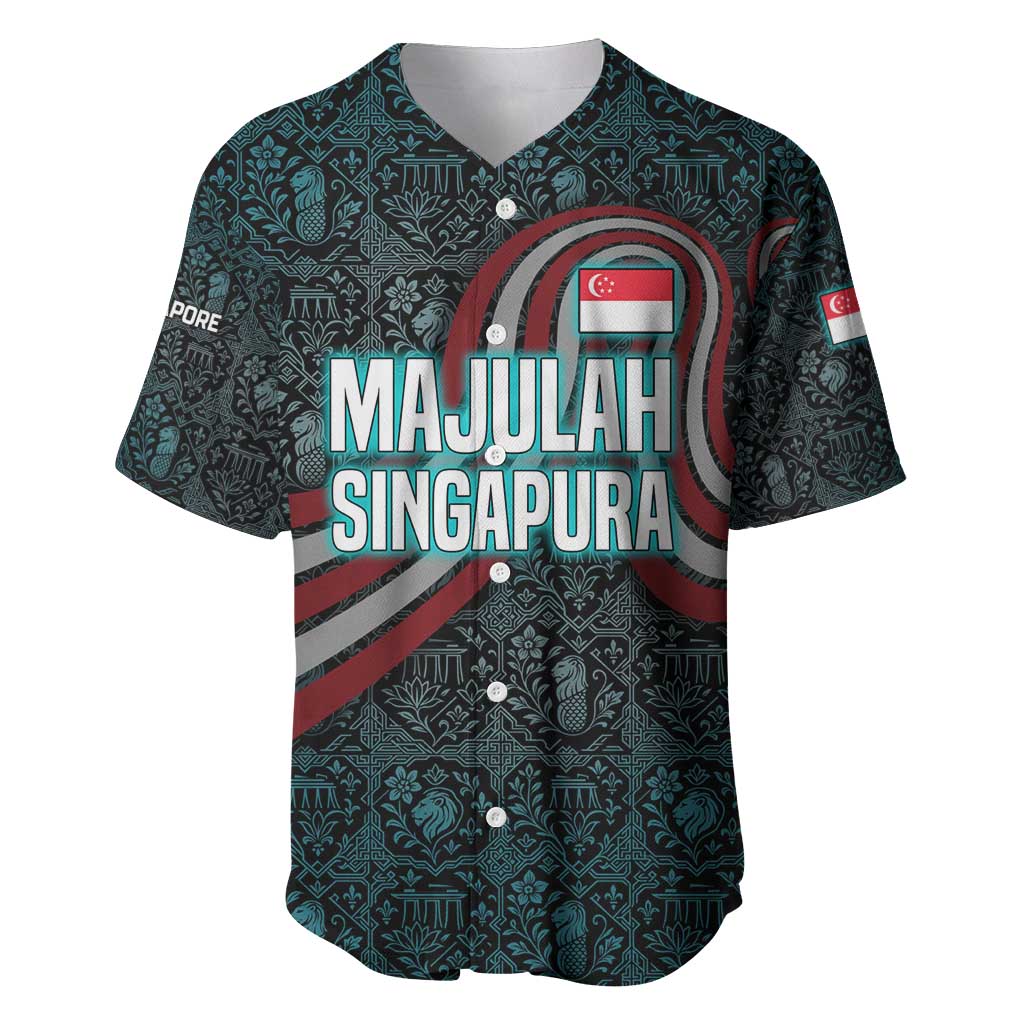 Singapore Baseball Jersey with National Icons and Majulah Singapura Script