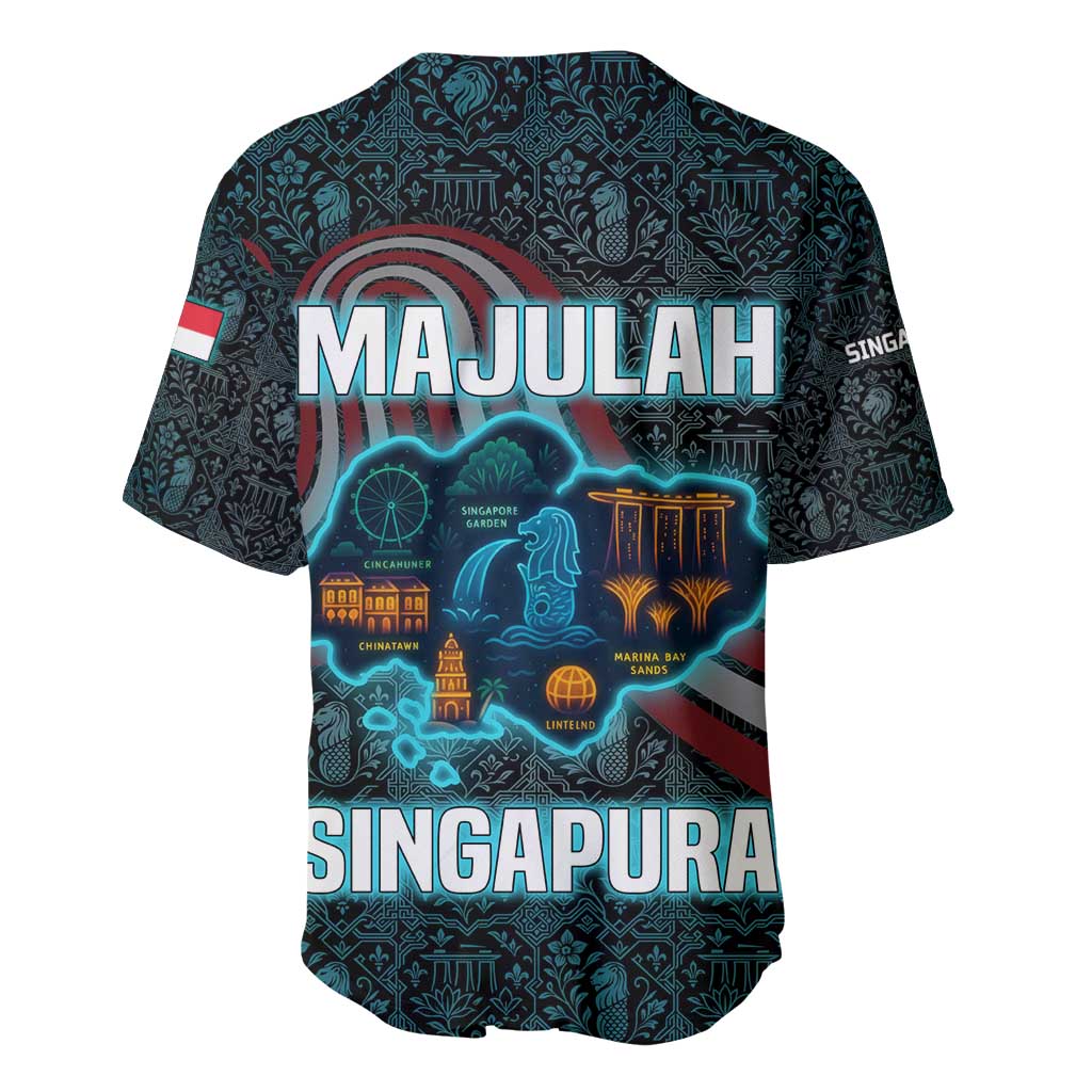 Singapore Baseball Jersey with National Icons and Majulah Singapura Script