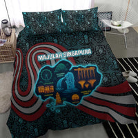 Singapore Bedding Set with National Icons and Majulah Singapura Script
