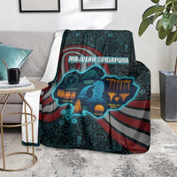 Singapore Blanket with National Icons and Majulah Singapura Script