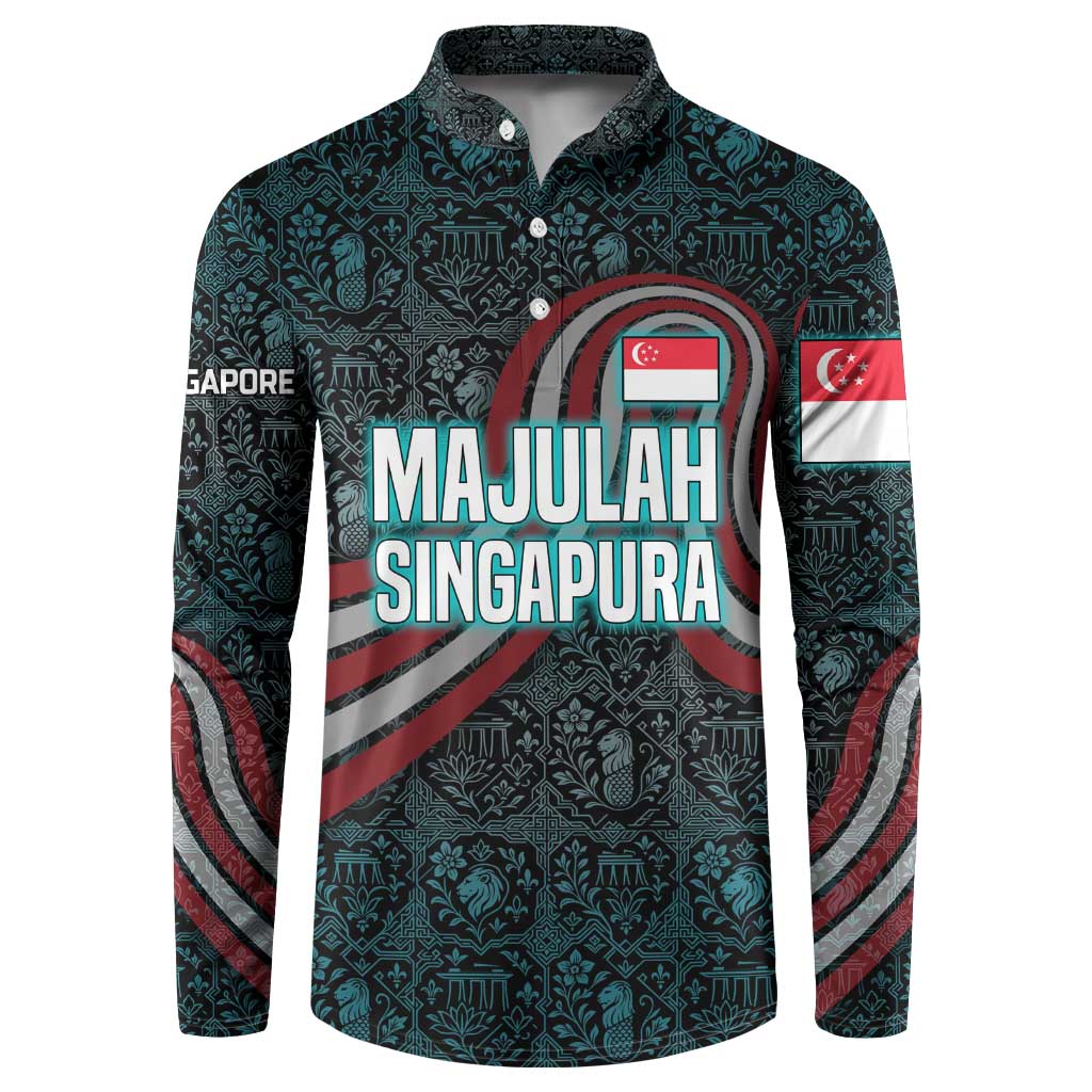Singapore Button Sweatshirt with National Icons and Majulah Singapura Script