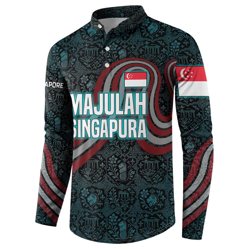 Singapore Button Sweatshirt with National Icons and Majulah Singapura Script