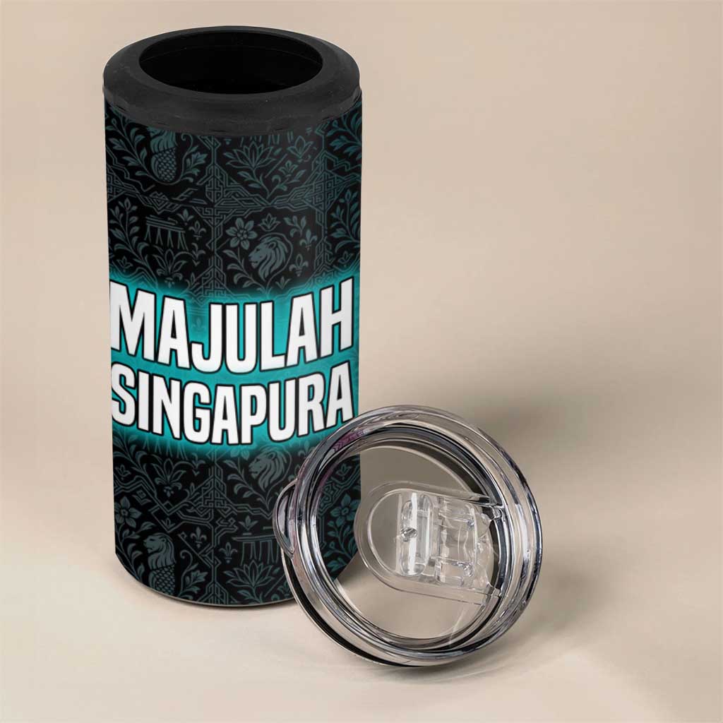Singapore 4 in 1 Can Cooler Tumbler with National Icons and Majulah Singapura Script