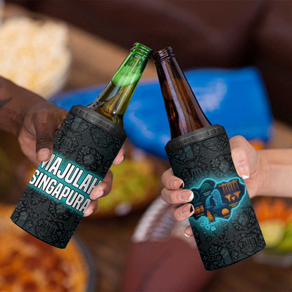 Singapore 4 in 1 Can Cooler Tumbler with National Icons and Majulah Singapura Script