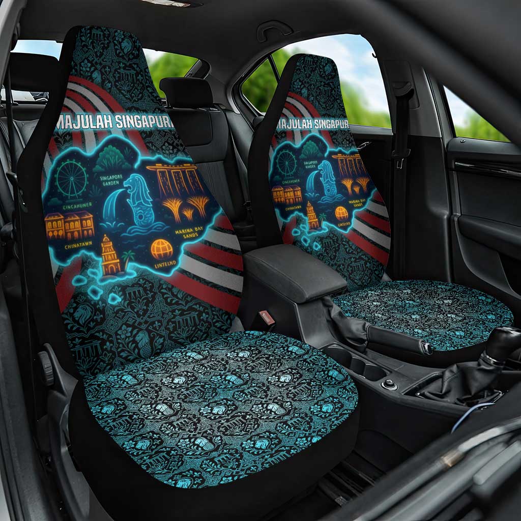 Singapore Car Seat Cover with National Icons and Majulah Singapura Script