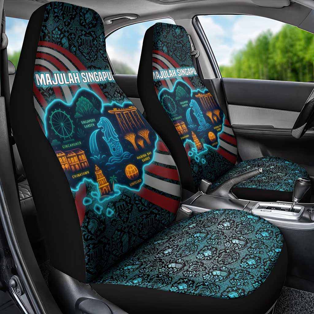 Singapore Car Seat Cover with National Icons and Majulah Singapura Script
