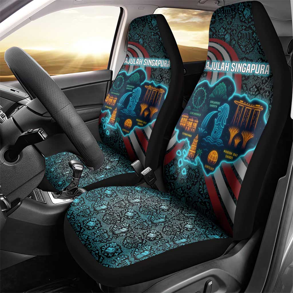Singapore Car Seat Cover with National Icons and Majulah Singapura Script