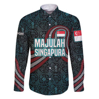 Singapore Family Matching Long Sleeve Bodycon Dress and Hawaiian Shirt with National Icons and Majulah Singapura Script