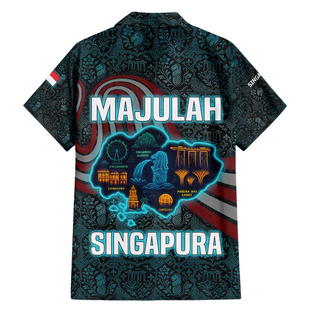 Singapore Family Matching Puletasi and Hawaiian Shirt with National Icons and Majulah Singapura Script