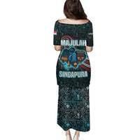 Singapore Family Matching Puletasi and Hawaiian Shirt with National Icons and Majulah Singapura Script