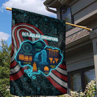 Singapore Garden Flag with National Icons and Majulah Singapura Script