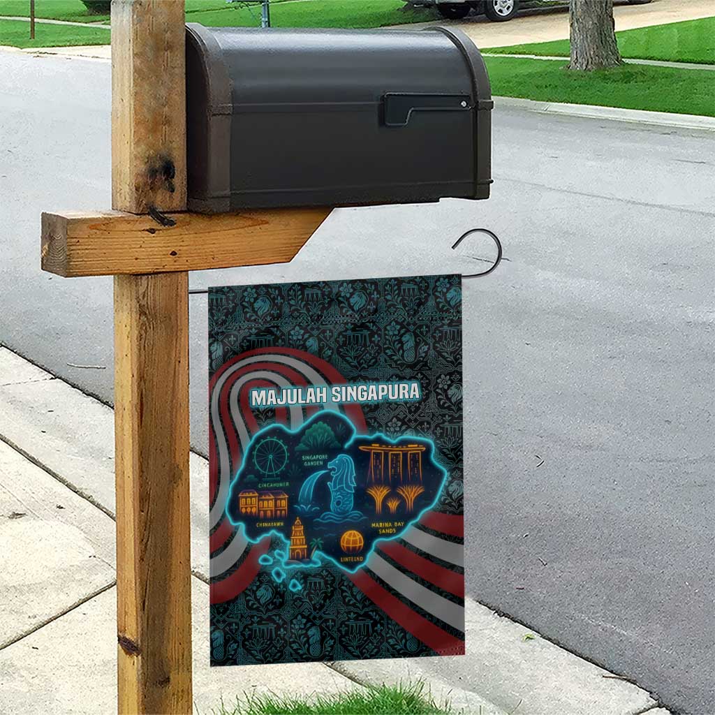 Singapore Garden Flag with National Icons and Majulah Singapura Script