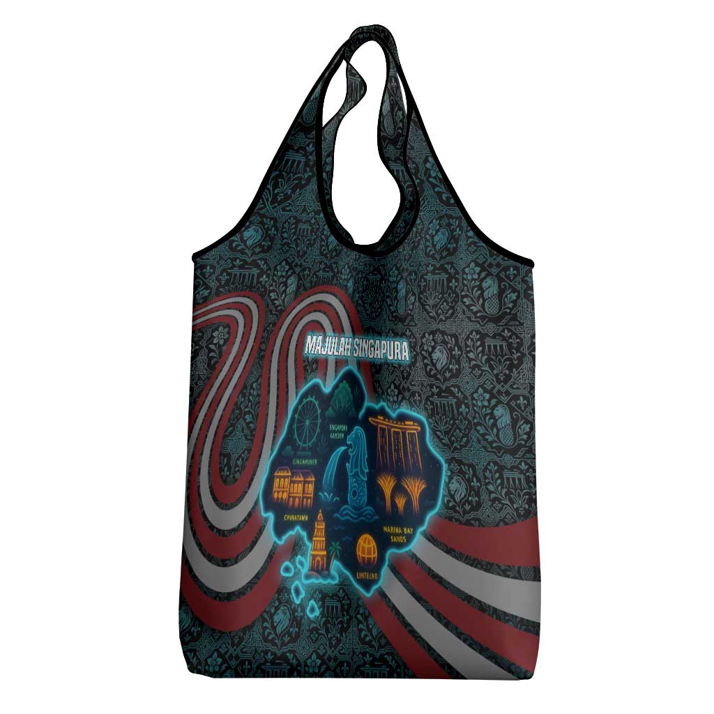 Singapore Grocery Bag with National Icons and Majulah Singapura Script