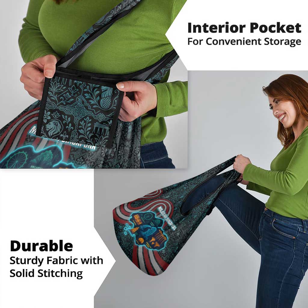 Singapore Grocery Bag with National Icons and Majulah Singapura Script